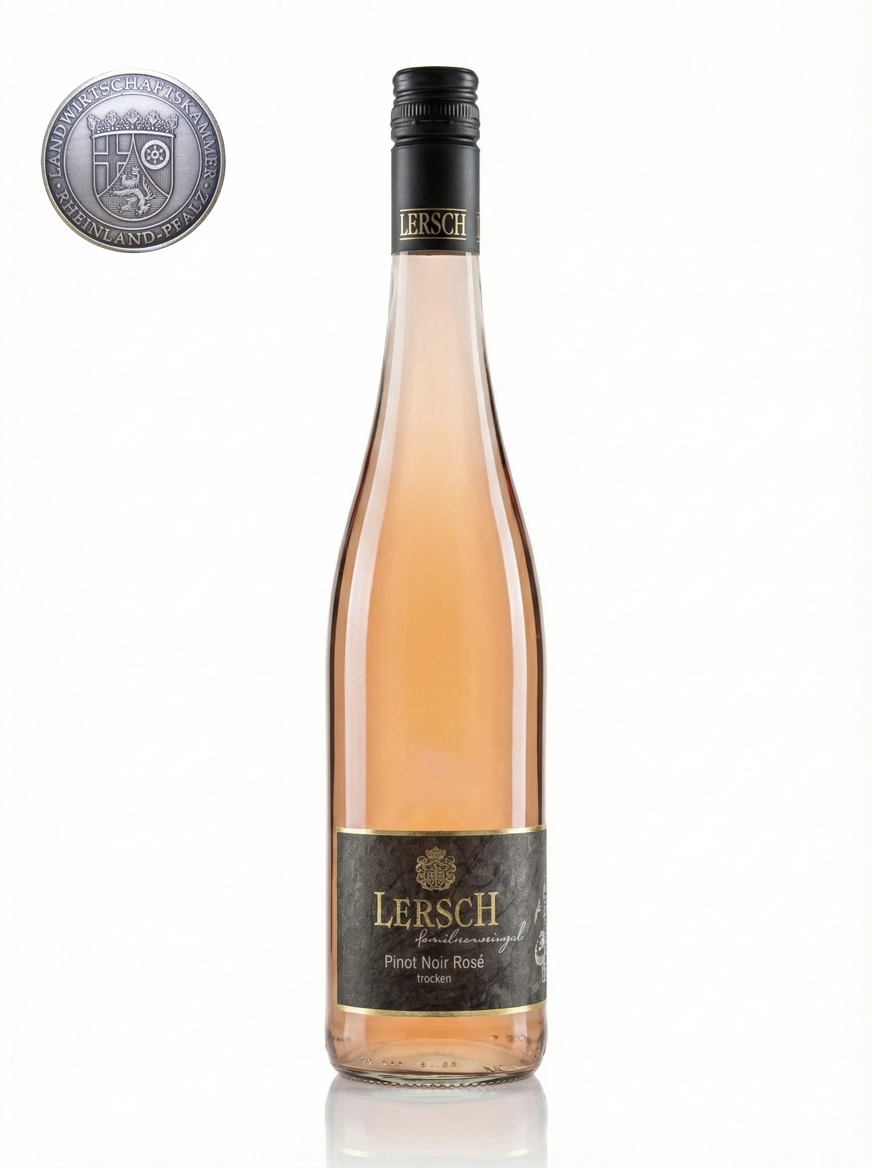 Flasche Pinot Noir Rosé halbtrocken vom Weingut Lersch aus Langenlonsheim an der Nahe