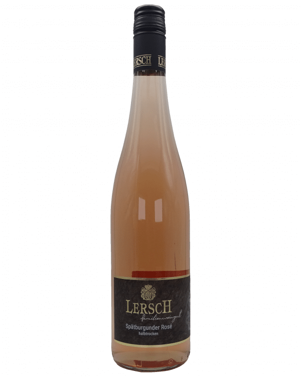 Flasche Spätburgunder Rosé halbtrocken vom Weingut Lersch aus Langenlonsheim an der Nahe – fruchtiger Roséwein mit feinherbem Charakter