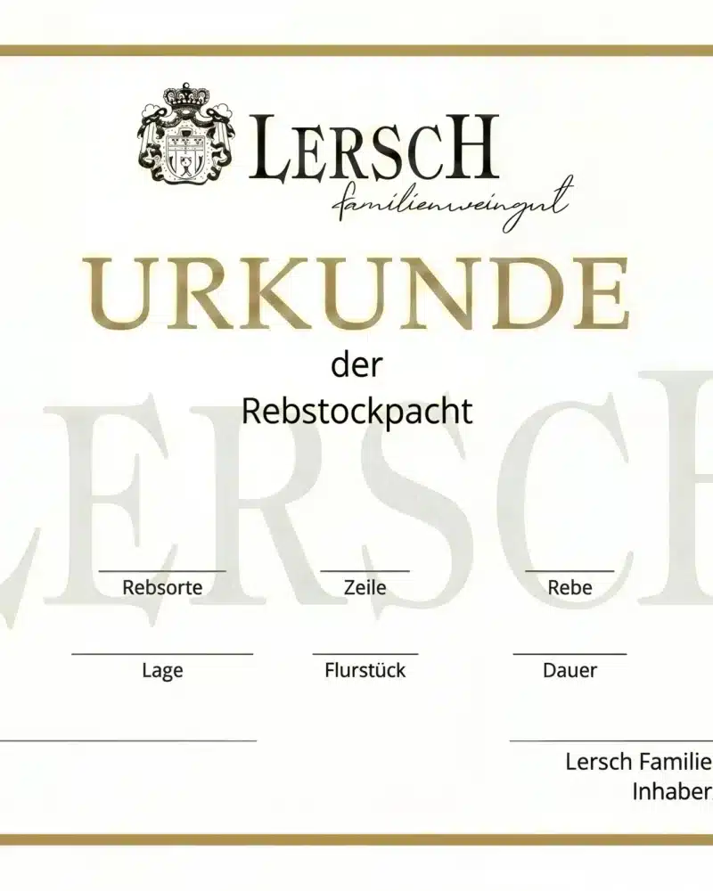 Urkunde der Rebstockpacht