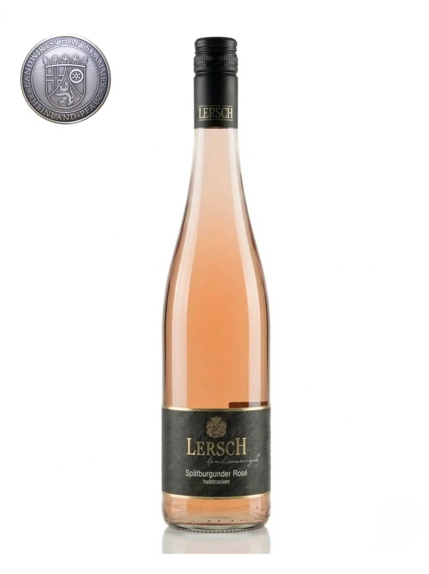 Flasche Spätburgunder Rosé halbtrocken vom Weingut Lersch aus Langenlonsheim an der Nahe
